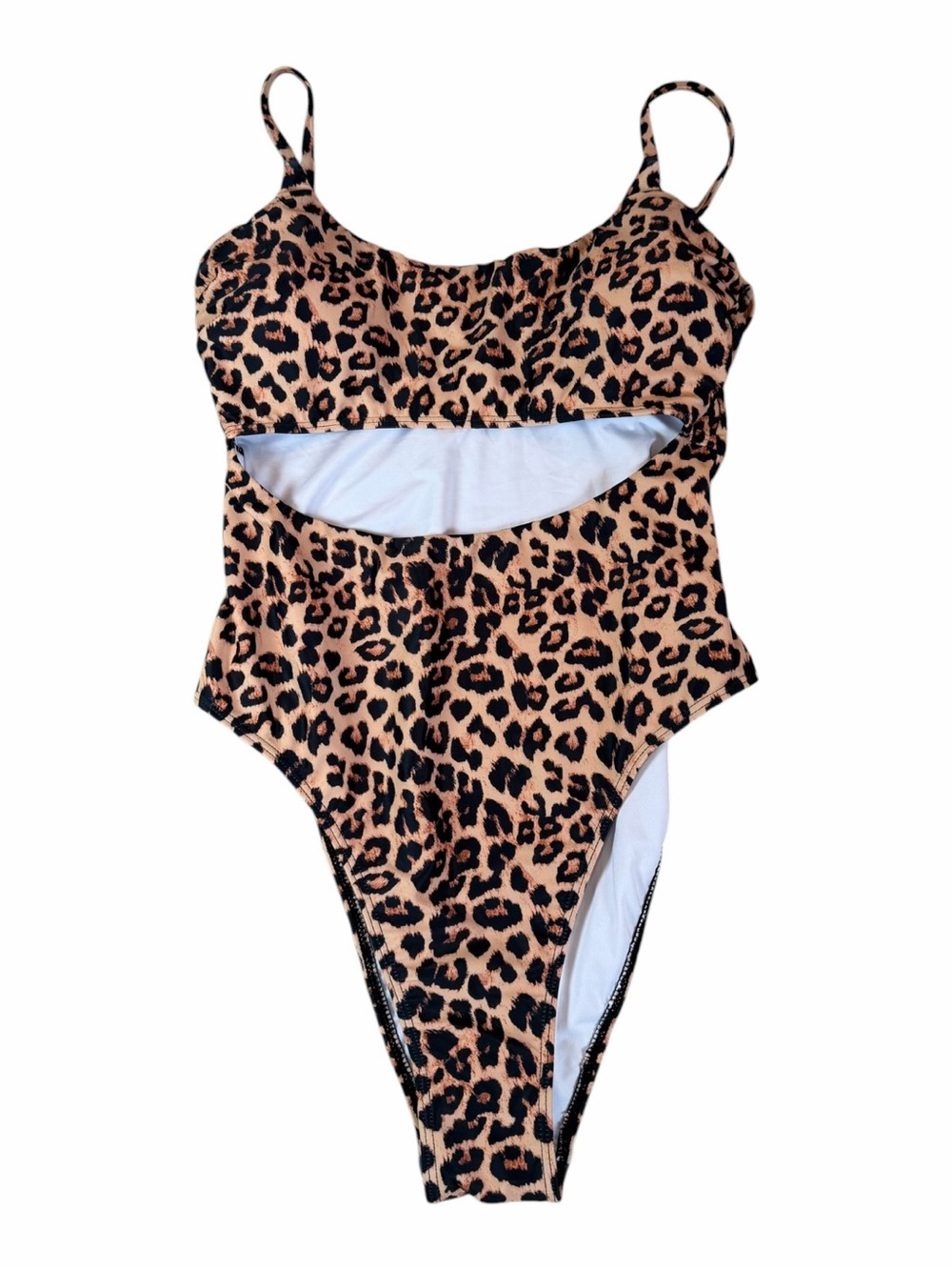 Leopard Cutout One-Piece Swimsuit - Tan